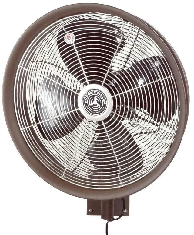 Main image of Oscillating Wall Mounted Outdoor-Rated Fan, 3-Speed Control on Fan Motor, Hard Resin Blade with Mounting Bracket and Black Vinyl Cover, Very Quiet Running, 18, Dark Brown