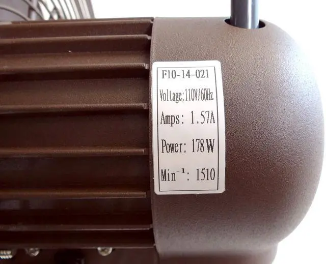 Alt view image 3 of 4 - Oscillating Wall Mounted Outdoor-Rated Fan, 3-Speed Control on Fan Motor, Hard Resin Blade with Mounting Bracket and Black Vinyl Cover, Very Quiet Running, 18, Dark Brown