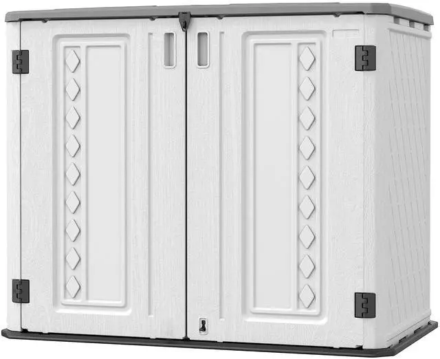 Main image of Horizontal Outdoor Storage Shed, 34 Cu.ft Outdoor Storage Cabinet Waterproof for Garden/Backyard/Home/Pool, Lockable (Off White)