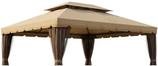 Main image of Reinforced RipLock 350 Replacement Canopy Top Cover Compatible with Outsunny Classic 10' x 13' Gazebo Models 01-0879, OTSU1444 - Beige
