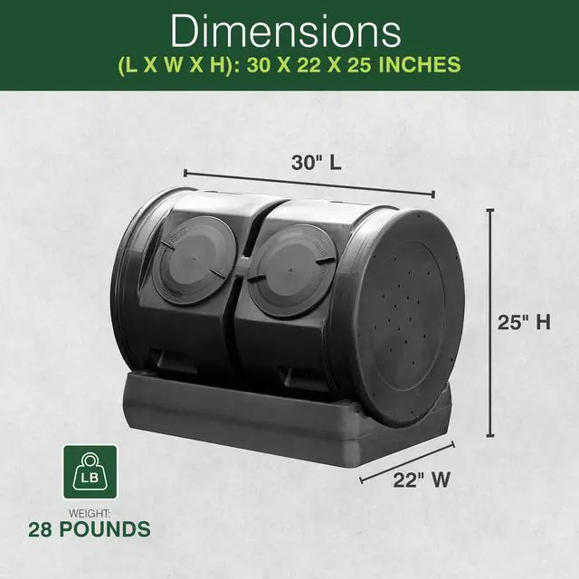 Alt view image 3 of 6 - Compost Wizard Outdoor Garden Dual Tumbler Compost Container, Black