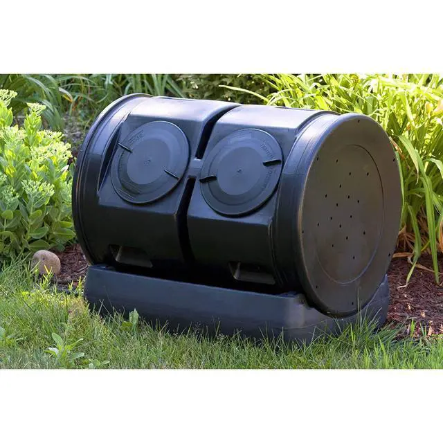 Alt view image 6 of 6 - Compost Wizard Outdoor Garden Dual Tumbler Compost Container, Black
