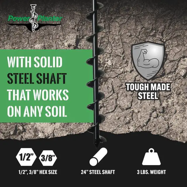 Alt view image 3 of 6 - Termite & Tree Auger 2"x24" With 1/2" Non-Slip Hex Drive - Heavy Duty Auger Bare Root Tree & Shrub Planting, Irrigation or Bait Stations Install - Works in All Soil Conditions - USA Made