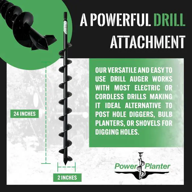 Alt view image 6 of 6 - Termite & Tree Auger 2"x24" With 1/2" Non-Slip Hex Drive - Heavy Duty Auger Bare Root Tree & Shrub Planting, Irrigation or Bait Stations Install - Works in All Soil Conditions - USA Made
