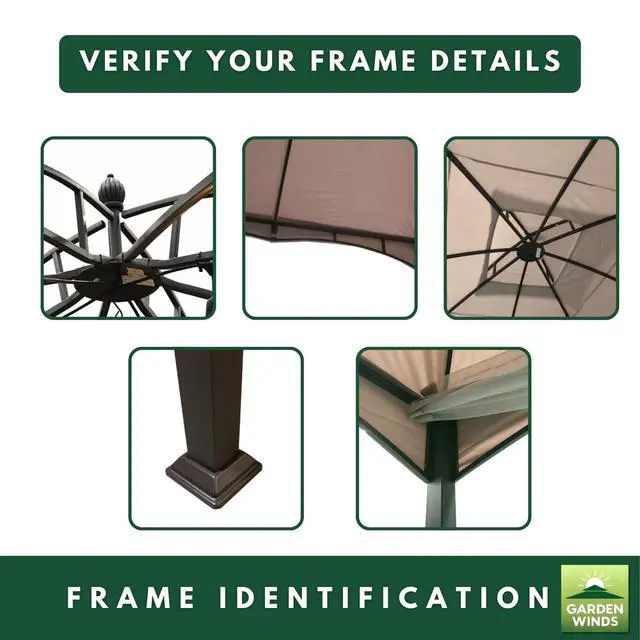 Alt view image 6 of 6 - Durable 350 Replacement Canopy Top Compatible with Allen Roth 10' x 12' Gazebo Models GF-12S004B, TPGAZ17-002 - Stripe Stone