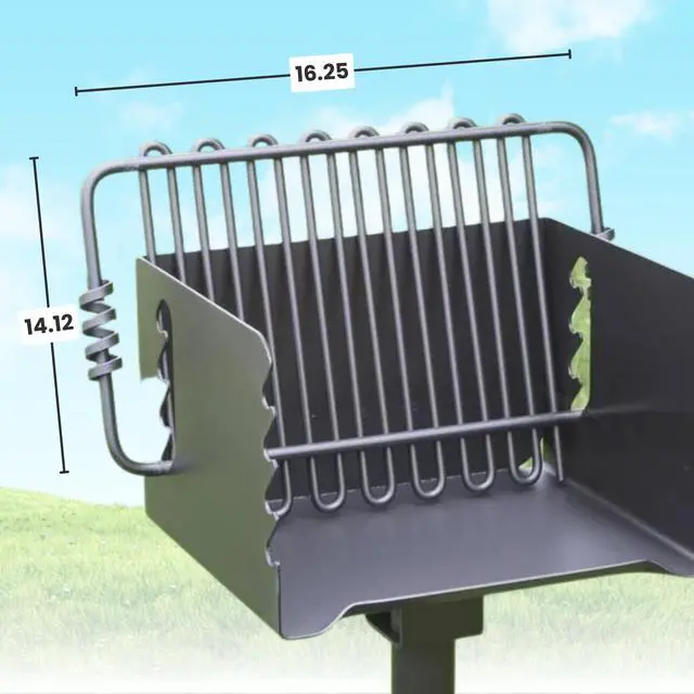 Alt view image 2 of 6 - CBP-135 Charcoal Grill, Park Style Outdoor BBQ Camping Grill with Swivel