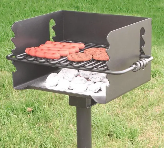 Alt view image 3 of 6 - CBP-135 Charcoal Grill, Park Style Outdoor BBQ Camping Grill with Swivel