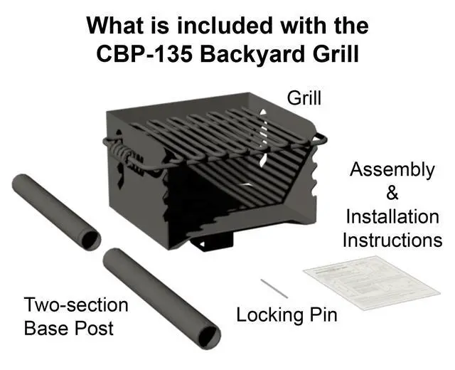 Alt view image 4 of 6 - CBP-135 Charcoal Grill, Park Style Outdoor BBQ Camping Grill with Swivel