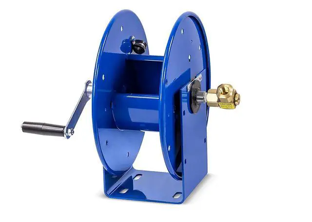 Alt view image 2 of 6 - 112-3-50 Compact Hand Crank Steel Hose Reel - 4,000 PSI - Holds 3/8" x 50' Length Hose - Perfect for Air Compressor, Garden, Pressure Washer, Electric Hoses (Hose Not Included) Made in USA