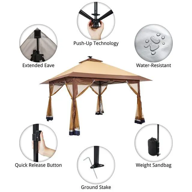 Alt view image 6 of 6 - Suntime Pop Up Gazebo Polyester Canopy Tent