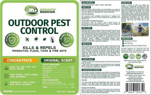Alt view image 2 of 6 - Hose End Sprayer with 1 Gallon Liquid Concentrate Outdoor Mosquito Killer, Flea Yard Spray, Fire Ant Control, Safe for People & Pets, Mosquito Repellent for Lawn, Patio & Plants