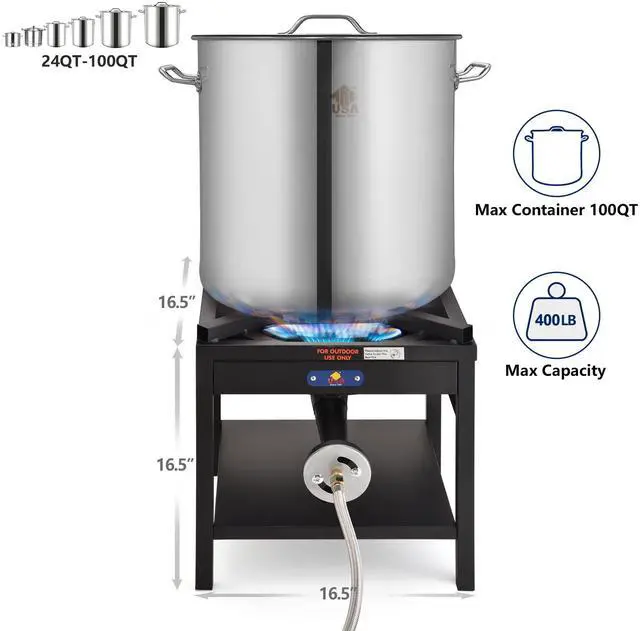 Alt view image 4 of 6 - ARC Single Burner Propane Stove, 200,000BTU High-Pressure Outdoor Propane Stove Cooker Propane Burner, 16.5"Heavy Duty Burners For Outdoor Cooking Turkey Fry,Crawfish Boil,Homebrewing