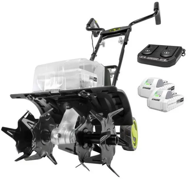 Main image of 24V Cordless Garden Tiller Cultivator Kit with Battery and Charger for Weeding, Soil Aeration and Prepping Plant Beds, Black, 24V-X2-TLR14