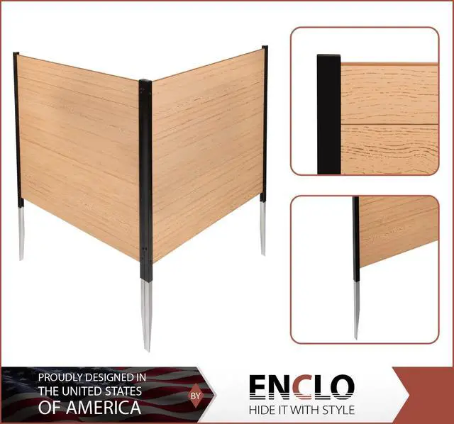 Alt view image 2 of 6 - 3.5ft H x 3.5ft W EC18001 Woodtek Vinyl Lincoln Outdoor Privacy Fence Panel Screen No-Dig Kit, Cedar Color (2-Pack)