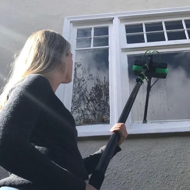 Alt view image 5 of 6 - 30 Feet Solar Panel Cleaning Brush & Pole Window Cleaner Window Cleaning Solution (Glass, Solar Panel, etc.) Professional Tool Water Fed Pole Kit Scrubber Brush w/Spray Washer & Squeegee