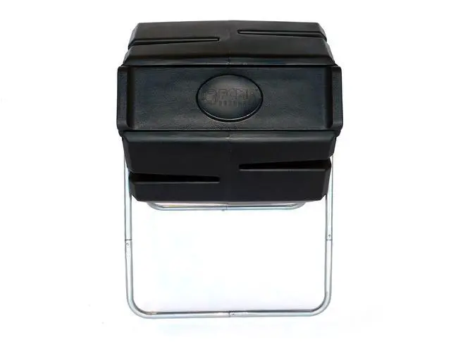 Alt view image 6 of 6 - 37 Gallon 1 Piece Plastic Single Chamber Roto Tumbling Composter Outdoor Elevated Rotating Garden Compost Bin, Black