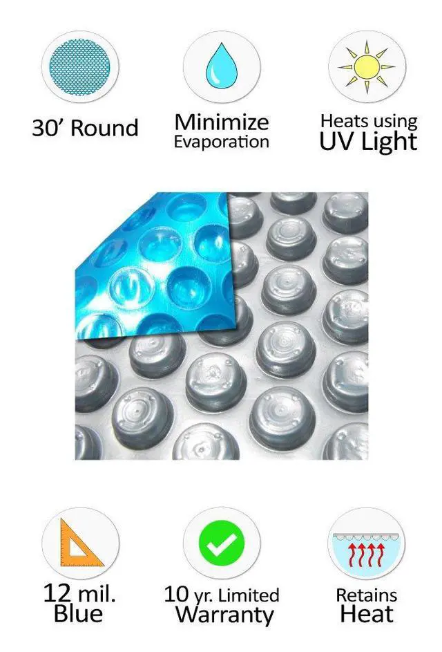 Alt view image 2 of 3 - Space Age 30-Foot Round Solar Cover | 12 Mil | Heating Blanket for Above-Ground or In-Ground Swimming Pools | Place Bubble-Side Facing Down in Pool