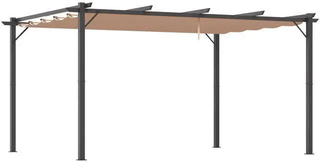 Main image of 10' x 13' Aluminum Patio Pergola with Retractable Pergola Canopy, Backyard Shade Shelter for Porch, Outdoor Party, Garden, Grill Gazebo, Charcoal Gray