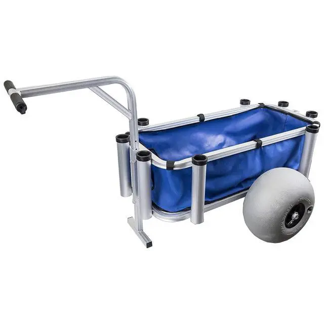 Main image of Outdoor Heavy Duty Aluminum Fishing Cart/Beach Cart with Large Wheels for Fishing, Camping, 35"x 16" Basket, Anti-Corrosion, Heavy Duty
