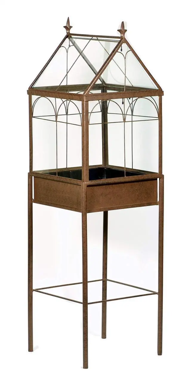 Alt view image 3 of 6 - Freestanding Glass Wardian Case Plant Stand, Large Terrarium | Handcrafted, Real Glass, Botanical Display, Houseplants, Decorative Décor