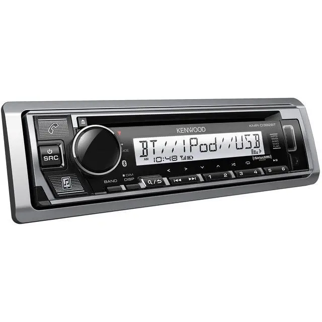 Alt view image 2 of 4 - KMR-D382BT (50W x 4Ch) Single Din Car/Marine Stereo Head Unit with Bluetooth, Hands-Free Calling, CD Player, USB, AM/FM Radio, SiriusXM Ready, All-Weather in-Dash Boat & Car Audio Receiver