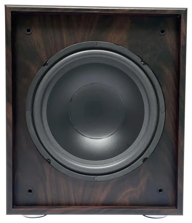 Alt view image 4 of 4 - Rock Shaker 10 Dark Wood 600W 10" Powered Home Theater Subwoofer, Class-D Amp, Adjustable Crossover, for Movies and Music
