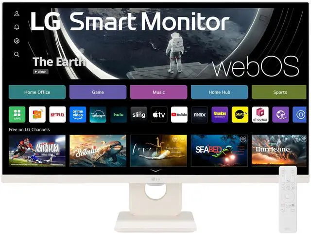 Main image of 27SR50F-W Smart Monitor 27-Inch FHD (1920x1080) IPS Display, webOS 23, HDR 10, x2 Built-in Speakers, AirPlay 2, Screen Share, Bluetooth, ThinQ App, Remote Control, White