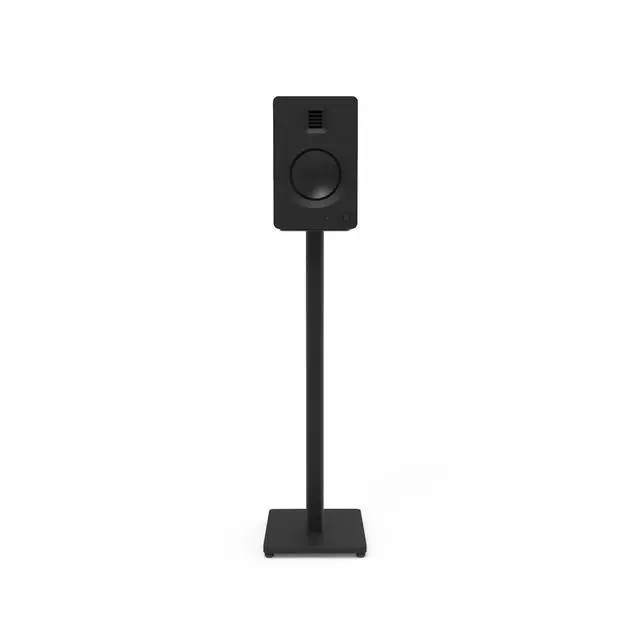 Alt view image 4 of 4 - ST28 28 Universal Floor Speaker Stands for Bookshelf Speakers up to 30 lbs | Improved Sound | Hidden Cable Management | Timeless Design, | Pair | Black Steel w/Black MDF Base