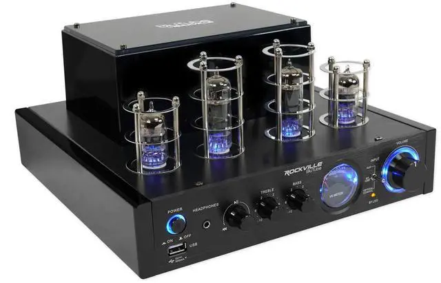 Main image of BluTube LED 70W Tube Amplifier Home Theater Stereo Receiver with Bluetooth, HDMI & Optical, Black with Blue Lights - Perfect for Audiophile Music, Home Theater & Gaming
