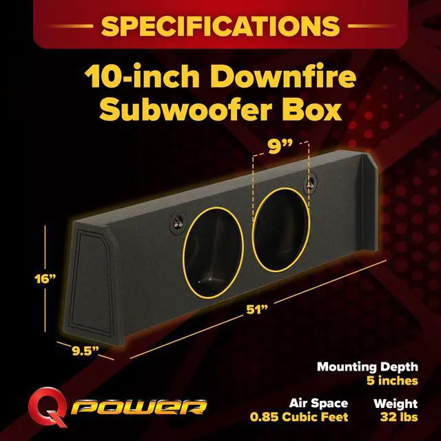 Alt view image 3 of 4 - Downfire Dual 10in Subwoofer Box Compatible with 2009-2026 Ford F-150 SuperCrew and 2017-2026 F-250, F-350 Super Duty