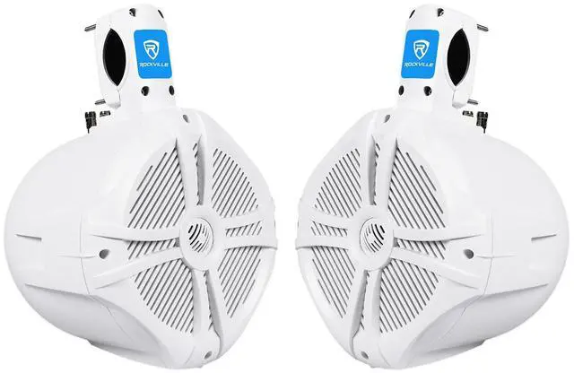 Main image of RWB80W Pair 8" 600W Peak/200W RMS Marine Wakeboard Tower Speakers, 4 Ohm, Waterproof, Durable Swivel Bracket, Two-Way Audio, Designed for Boats, Jeeps, ATVs