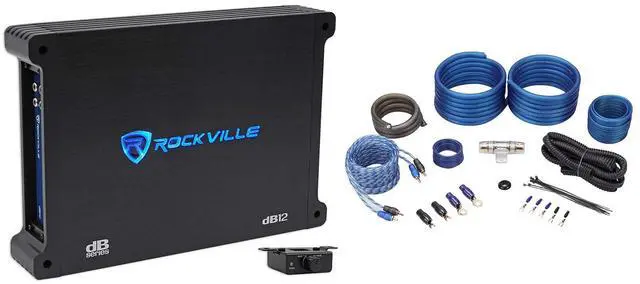 Main image of Car Audio Bundle: dB12 2000-Watt Peak/ 500-Watt RMS Mono Car Amplifier, RWK41 4-Gauge Complete Amp Installation Kit, 2-Items