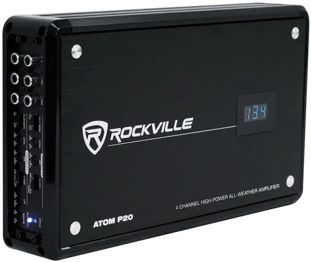 Alt view image 2 of 4 - Atom P20 Bundle: Marine ATV Car Bluetooth Amplifier 1600 Watt Peak / 440 Watt RMS 4 Channel with Volt Meter, RWK42 4 Gauge Amp Wiring Kit, 2-Items