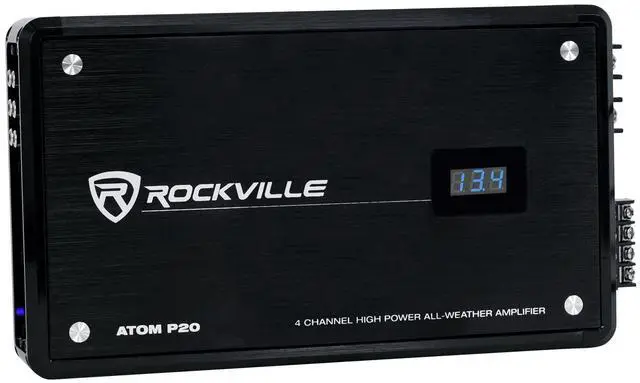 Alt view image 3 of 4 - Atom P20 Bundle: Marine ATV Car Bluetooth Amplifier 1600 Watt Peak / 440 Watt RMS 4 Channel with Volt Meter, RWK42 4 Gauge Amp Wiring Kit, 2-Items