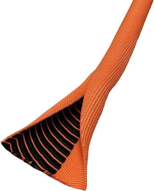 Alt view image 2 of 4 - 1.25" Double Layer Self Closing Braided Wrap Sleeve Cable Management - 100 Feet - Orange