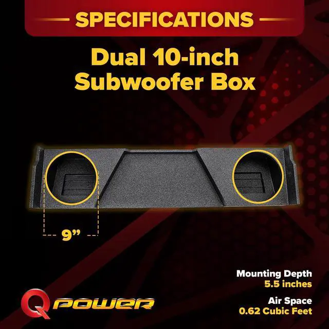Alt view image 3 of 4 - QPower Dual 12in Underseat Downfire Subwoofer Enclosure, Q-Bomb Sub Box Compatible with Chevy Silverado XCab and GMC Sierra XCab 2007-2013