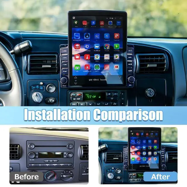 Alt view image 2 of 4 - Double Din Car Stereo Radio Upgraded for Ford F250 F350 2005 2006 2007 with Wireless Carplay Android Auto, 9.7 inch Touch Screen Android 14 GPS Navi Head Unit-/FM/SWC/WiFi/Bluetooth/SWC Backup Camera
