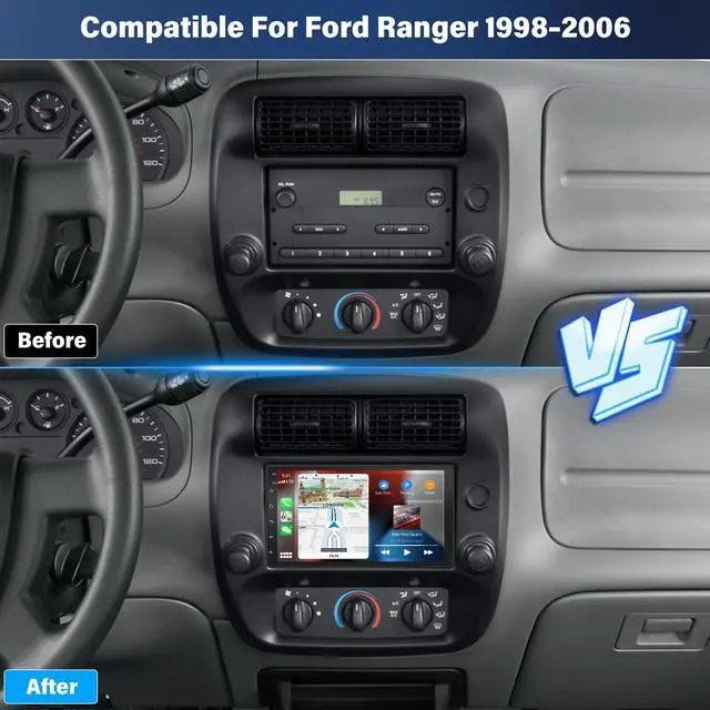 Alt view image 3 of 4 - Car Stereo Radio for Ford Ranger 1998 1999 2000 2001 2002 2003 2004 2005 2006, 7" Android 13 Car Radio Stereo Touchscreen Head Unit with Wireless CarPlay Android Auto GPS Navi Bluetooth Camera