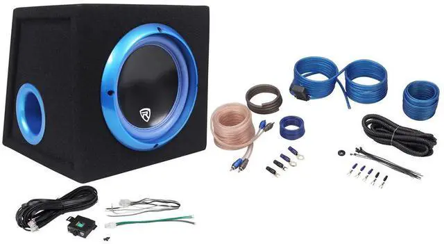Main image of RVB8.1A Bundle: 8" 300W Peak/200W RMS Powered Car Subwoofer/Sub Enclosure Box w/Remote, RWK10 10 Gauge Amp Installation Kit w/ATC Inline Fuse Holder, 100% Copper RCA, 2-Items
