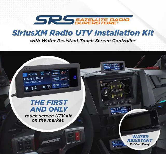 Alt view image 2 of 4 - Satellite Radio UTV Sirius XM Installation Kit with Water Resistant Touch Screen Controller Works with Polaris RZR Ranger Ride Command and Other Side by Side Vehicles