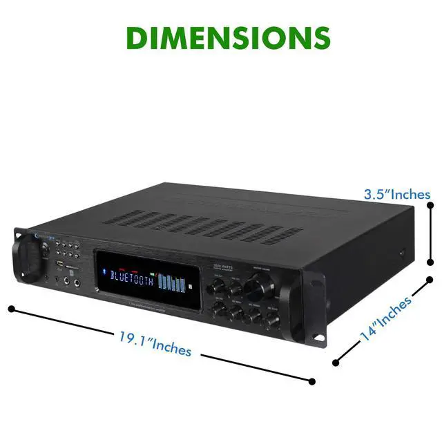 Alt view image 3 of 4 - 3500 Watts Digital Hybrid Amplifier, Preamp/Tuner with USB SD Card Inputs, FM Radio, Recorder, Bluetooth, & Remote Control