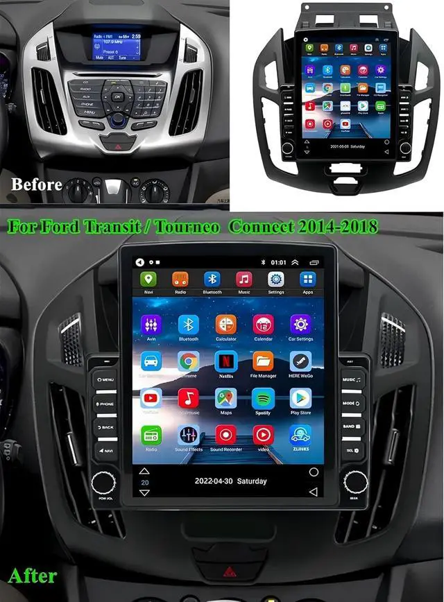 Alt view image 2 of 4 - Android 14 9.7" Car Stereo Upgrade Radio for Ford Transit Connect 2014 2015 2016 2017 2018 w/Carplay Android Auto,2+64G Touchscreen Radio,Plug and Play,GPS WiFi Bluetooth FM RDS DSP SWC Backup Camera