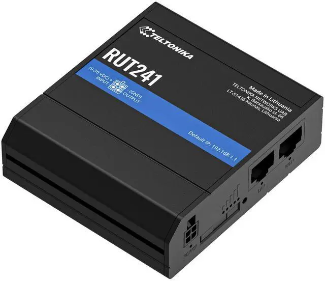 Alt view image 2 of 4 - RUT241 RUT241098000 Industrial 4G LTE Router (Cat 4) with WiFi, Dual Ethernet Ports, SIM Slot, RMS Remote Management North America Version, AT&T & Verizon Certified