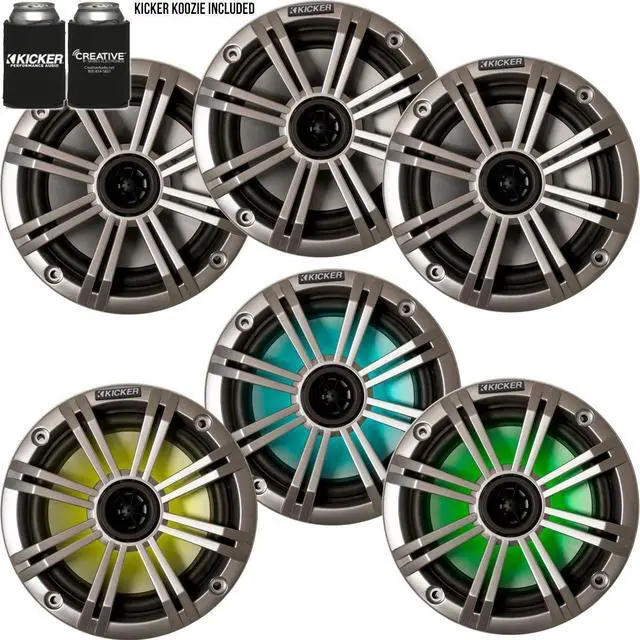 Main image of 6.5" Silver LED Marine Speakers (Qty 6) 3 Pairs of OEM Replacement Speakers