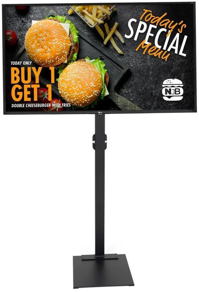 Alt view image 2 of 6 - Television Stand with Floor Mount, Steel Construction, Horizontal Orientation Black (TVSVM3270B)