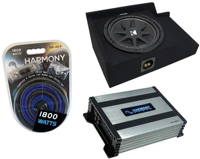 Main image of Compatible with 1999-2006 Chevy Silverado Extended Cab Truck Kicker Bundle Comp C12 Single 12 Sub Box Enclosure & Harmony HA-A400.1 Amp