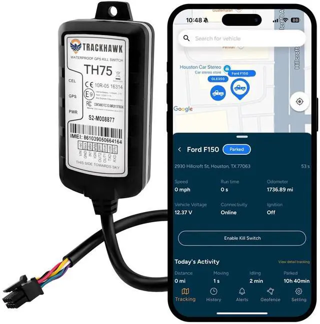 Main image of TH75 Waterproof GPS Tracker - Real-Time Tracking for Vehicles, Boats, Motorcycles, ATVs & Equipment, Live Location Updates, Theft Protection, Driver Behavior Monitoring, Subscription Needed