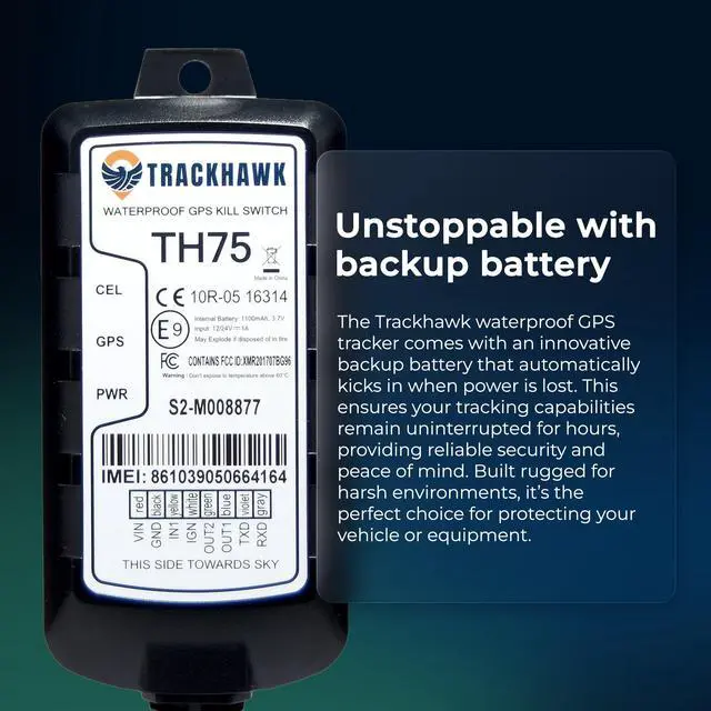 Alt view image 4 of 4 - TH75 Waterproof GPS Tracker - Real-Time Tracking for Vehicles, Boats, Motorcycles, ATVs & Equipment, Live Location Updates, Theft Protection, Driver Behavior Monitoring, Subscription Needed
