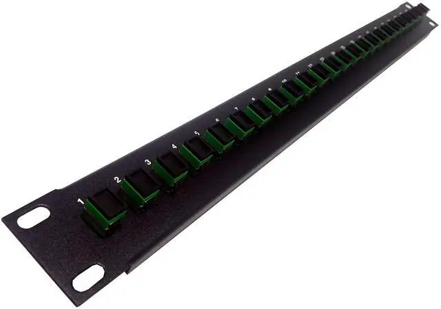 Main image of 24 Port SC Fiber Patch Panel APC Singlemode (Green Couplers) (Loaded 1u) 19"