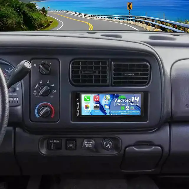 Main image of Android 14 Double Din Car Stereo Upgrade Radio for Dodge Dakota 1987-2000, 2G+32G 6.86" Touchscreen Wireless Carplay Android Auto GPS WiFi Bluetooth RDS DSP SWC Mirrorlink Mic Backup Camera